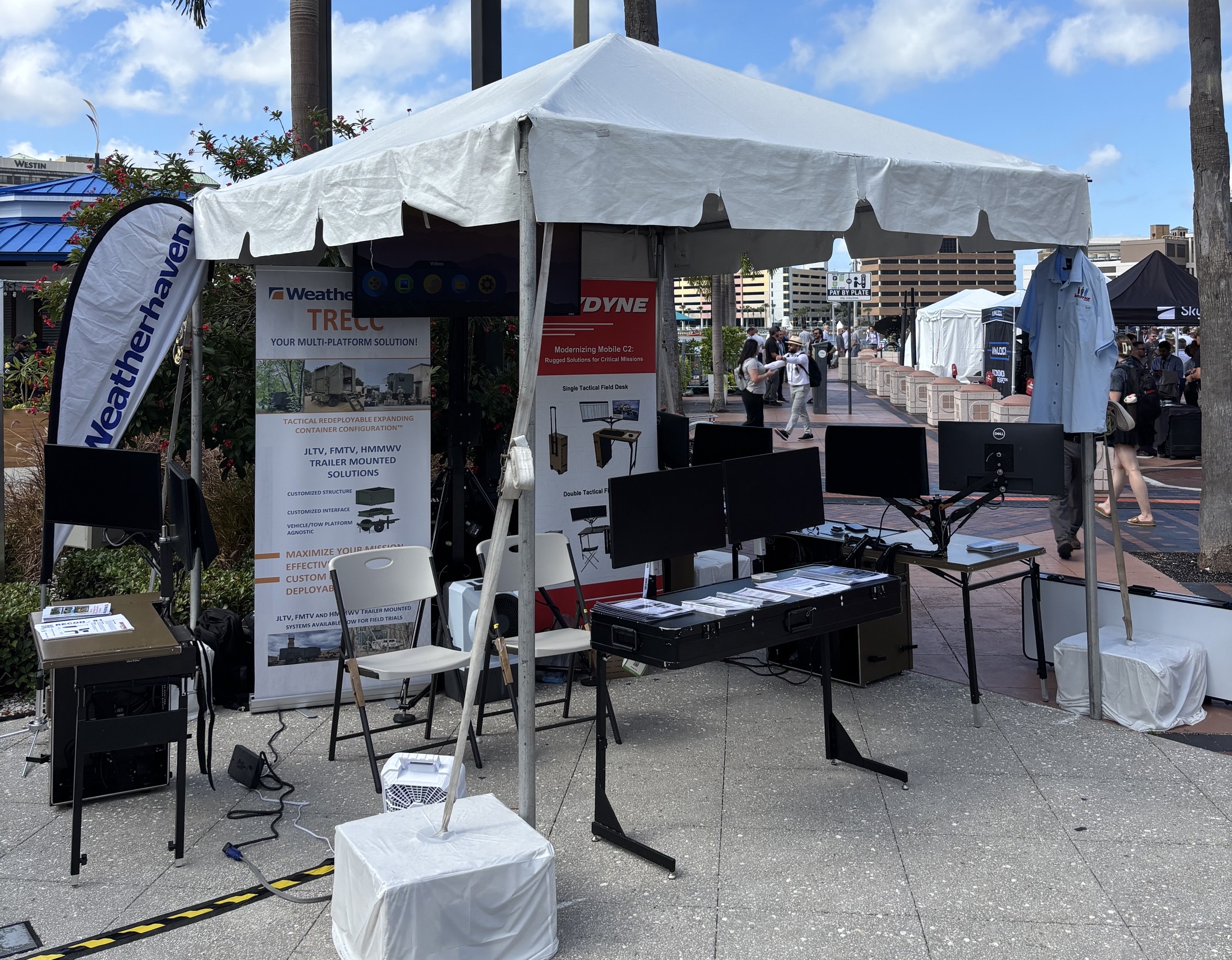 Skydyne C2 products on display at SOF Week 2026 in the Weatherhaven partner booth